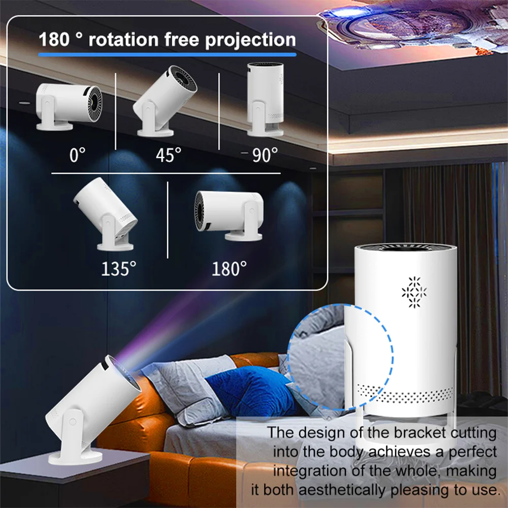 Smart WiFi6 Projector Wireless Sync to Smart Phone HD Home