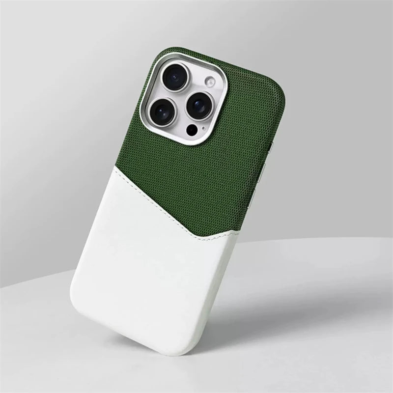 MagSafe Linen Leather Card Holder Case for iPhone