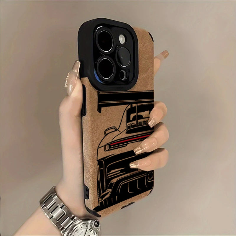 Cool Sports Car Phone Case For iPhone 18 Pro Max 17  2022 Faux Leather Cover