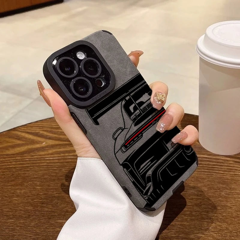 Cool Sports Car Phone Case For iPhone 18 Pro Max 17  2022 Faux Leather Cover
