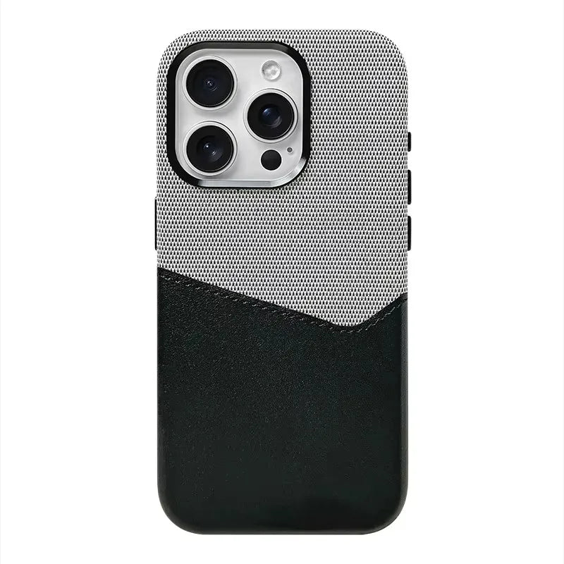 MagSafe Linen Leather Card Holder Case for iPhone
