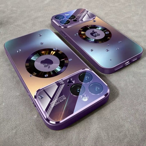 Luxury Glass Camera For Magesafe Magnetic Wireless Charge Case For iphone