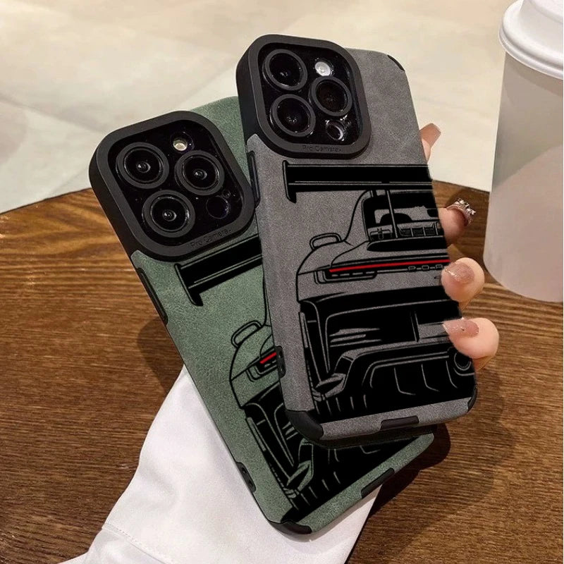 Cool Sports Car Phone Case For iPhone 18 Pro Max 17  2022 Faux Leather Cover
