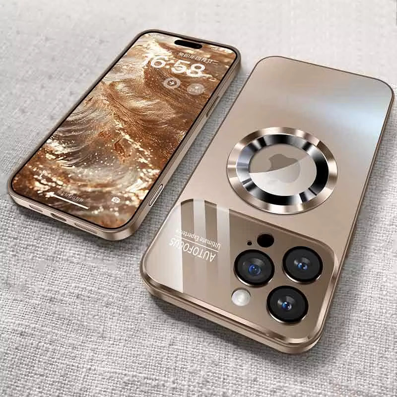 Luxury Glass Camera For Magesafe Magnetic Wireless Charge Case For iphone