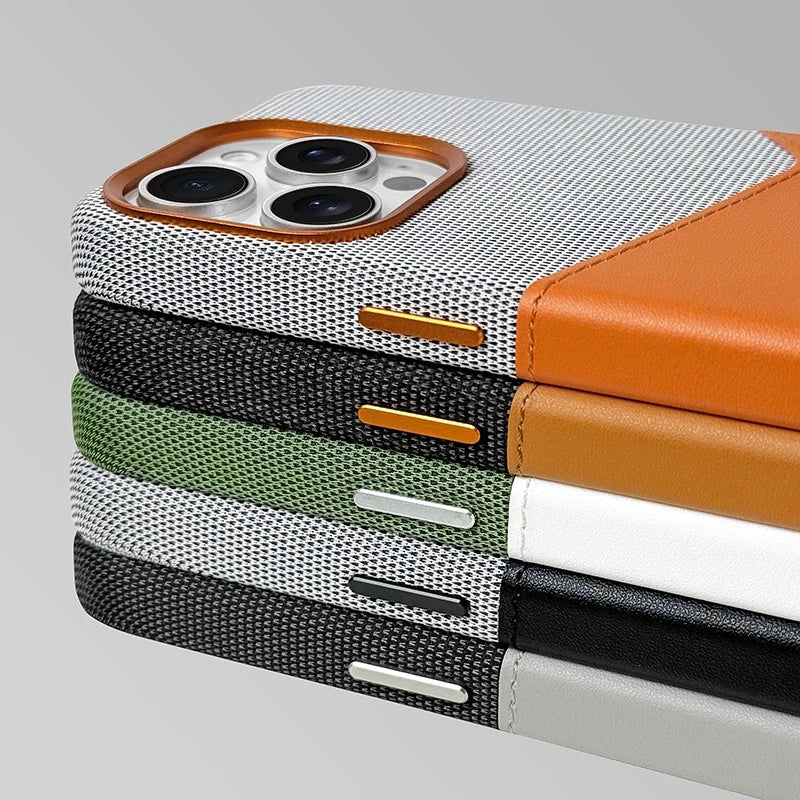 MagSafe Linen Leather Card Holder Case for iPhone