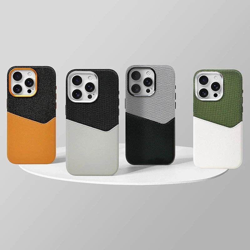 MagSafe Linen Leather Card Holder Case for iPhone