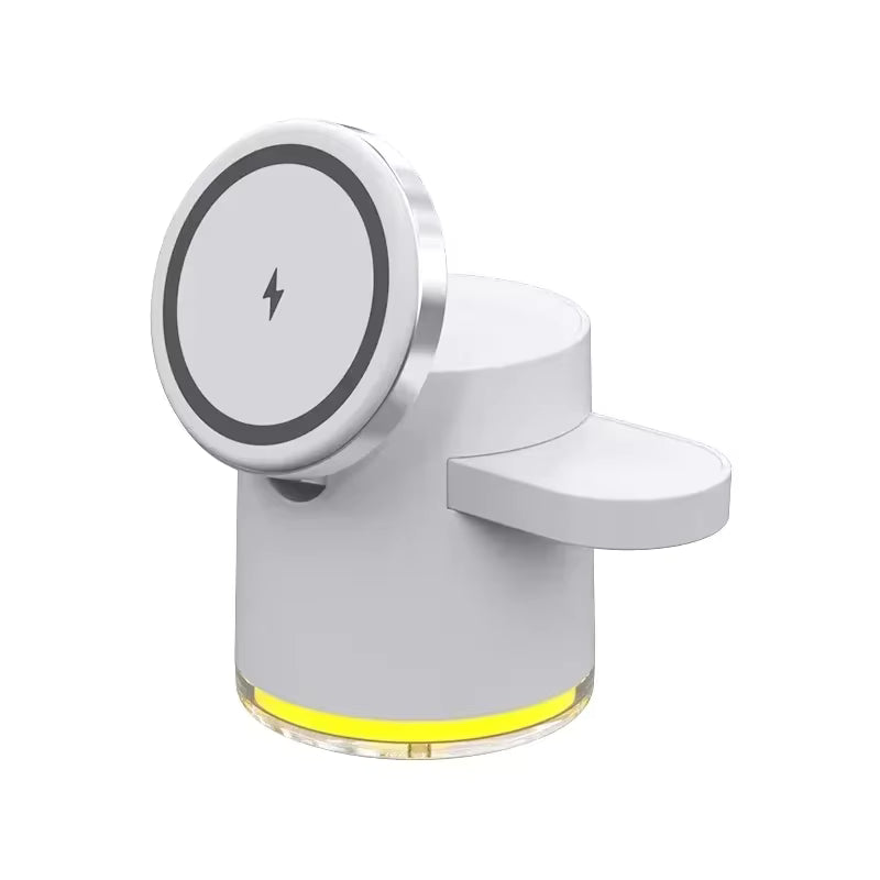 Qi2 Charger with Night lamp 3in1 Magsafe Wireless Chargers Station for iPhone & Samsung Apple Watch Magnetic Charging Accessory
