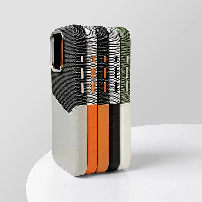MagSafe Linen Leather Card Holder Case for iPhone