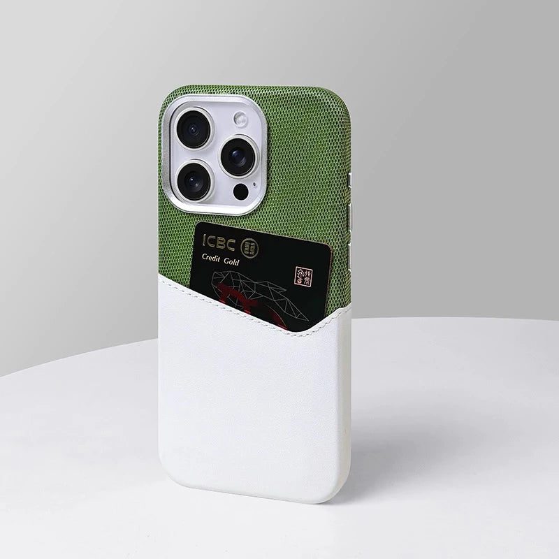 MagSafe Linen Leather Card Holder Case for iPhone